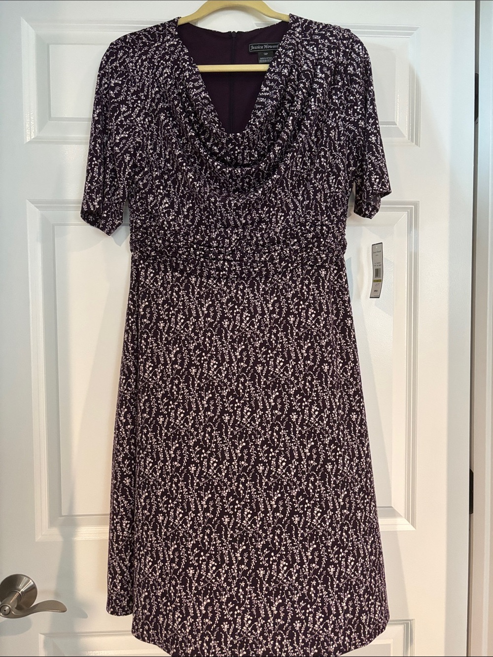 Jessica Howard Purple Floral Cowl Midi Dress